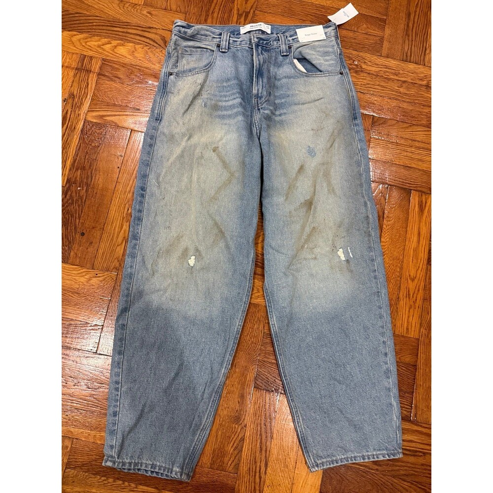 Hollister GREASED MEDIUM WASH SKATER BAGGY JEANS NWT 31x30